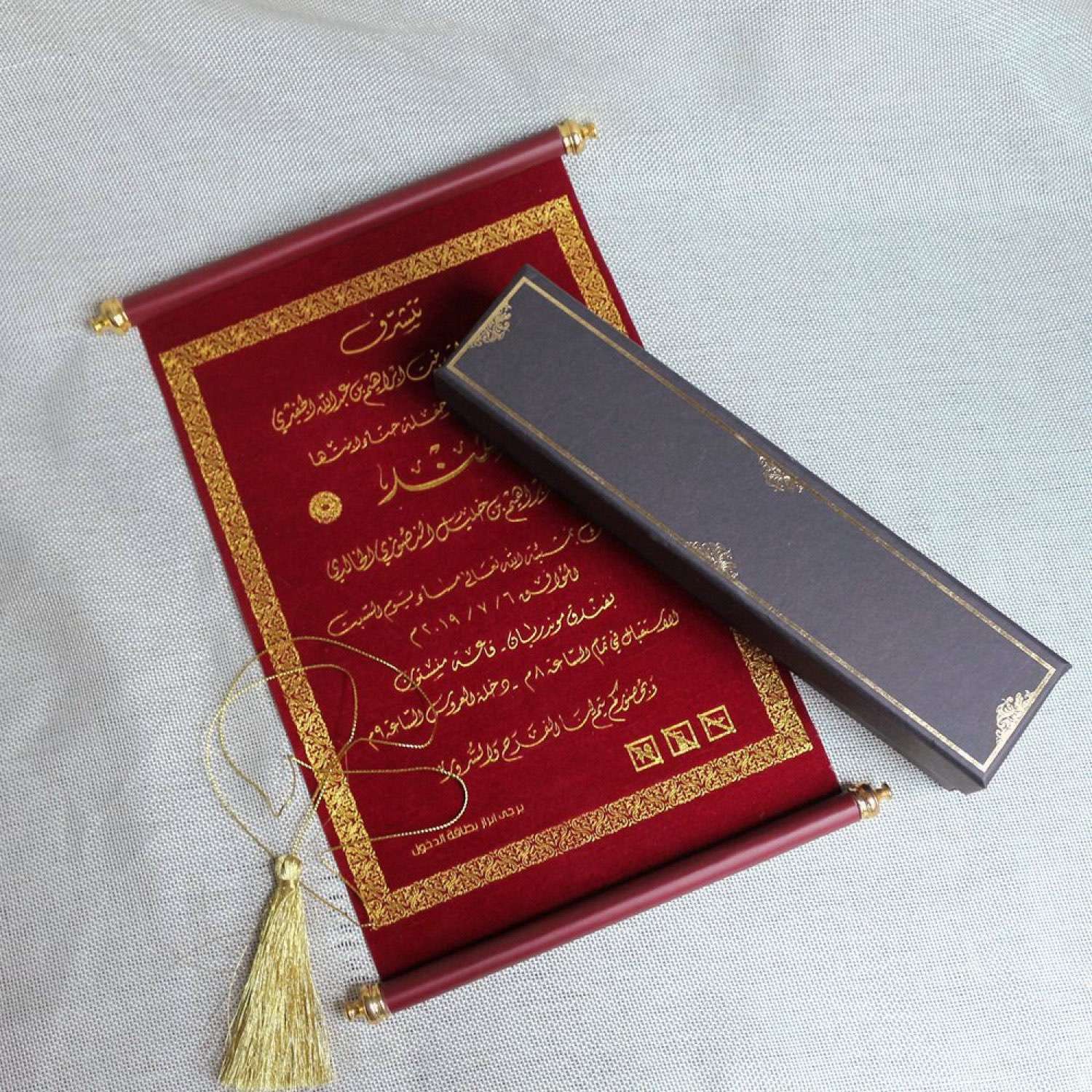 Scroll Invitation Card  With Tassel Wedding Invitation Card With Paper Box